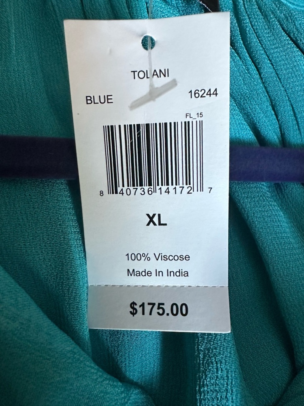 Tolani Embroidered Boho Peasant Tunic Top Teal XL NWT MSRP $175 - Picture 4 of 9